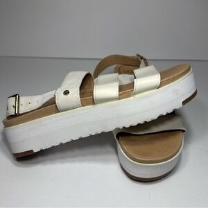 UGG Braelynn Platform Sandal Jasmine Leather White Grey Size 8